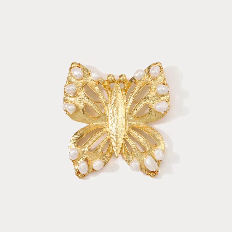 Pearl Butterfly Brooch sold by Selenichast