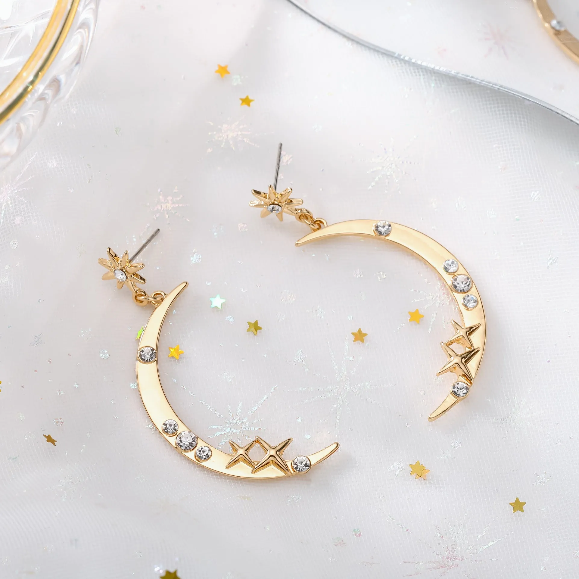 Moon Star Diamond Earrings sold by Selenichast product image thumbnail 5