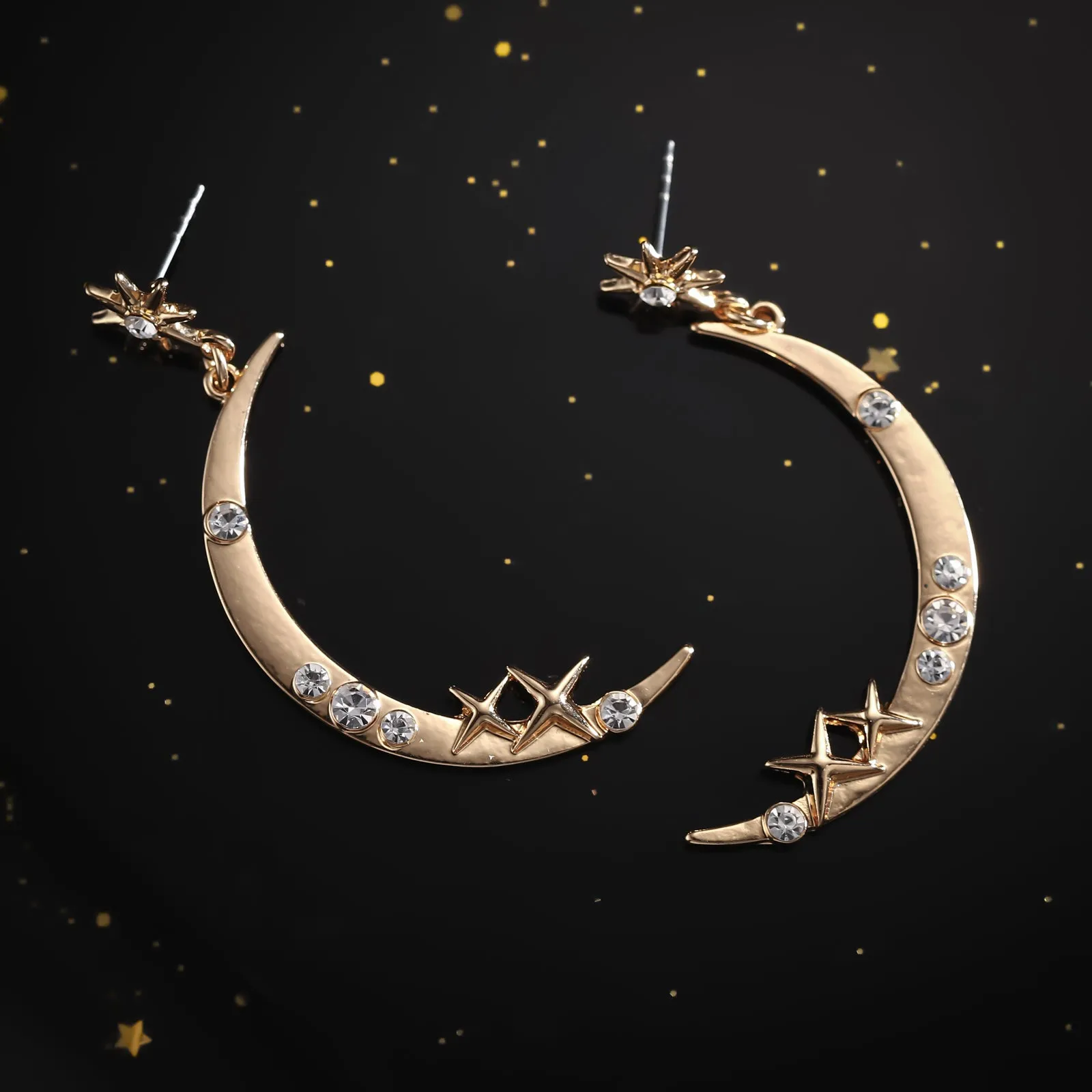 Moon Star Diamond Earrings sold by Selenichast product image thumbnail 4