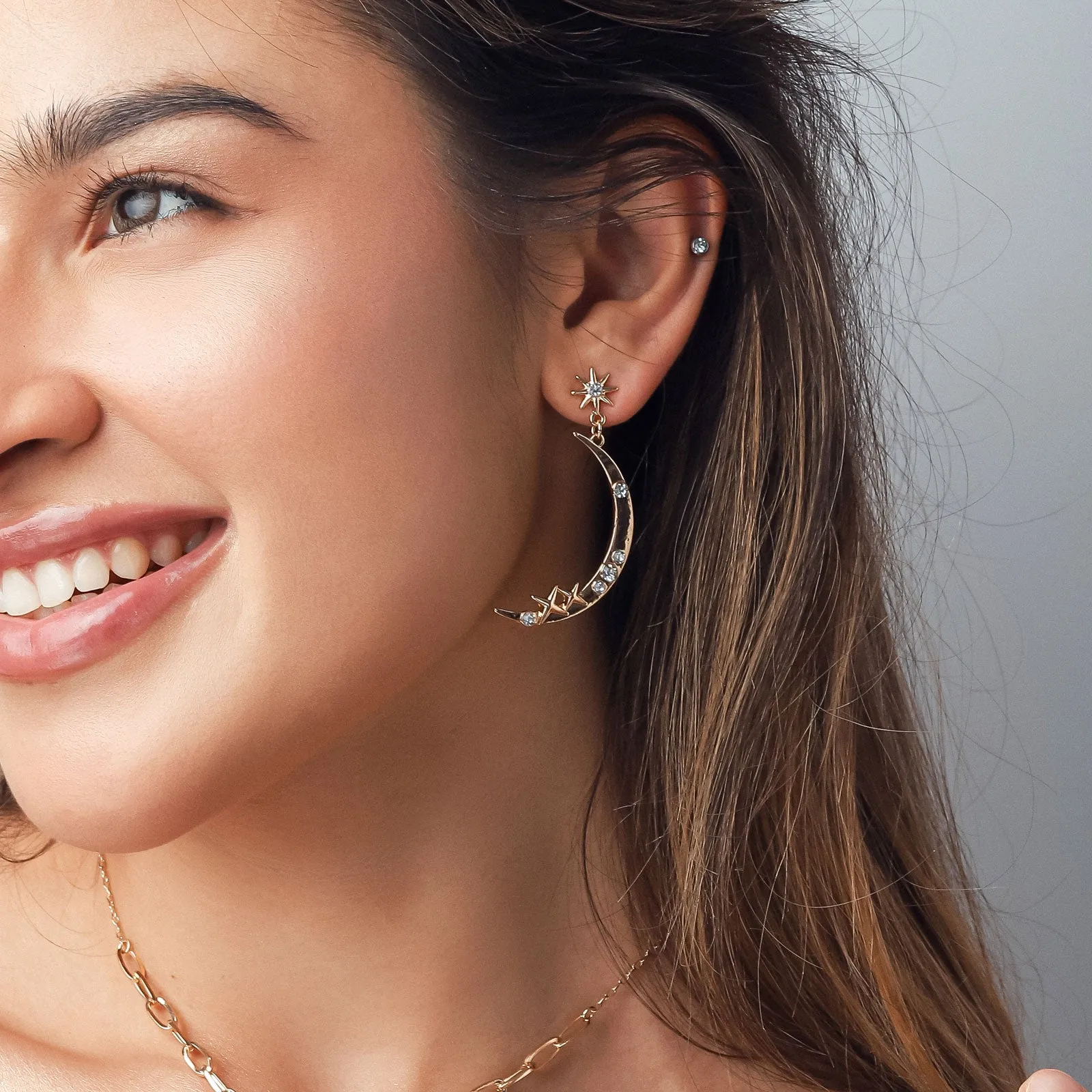 Moon Star Diamond Earrings sold by Selenichast product image thumbnail 2