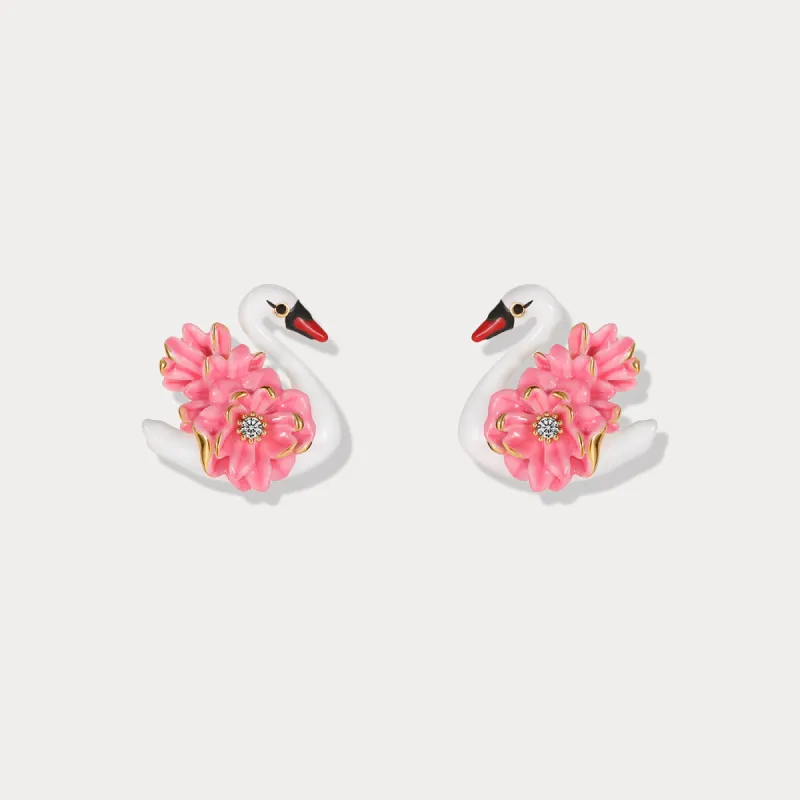 Elegant Swan Stud Earrings sold by Selenichast