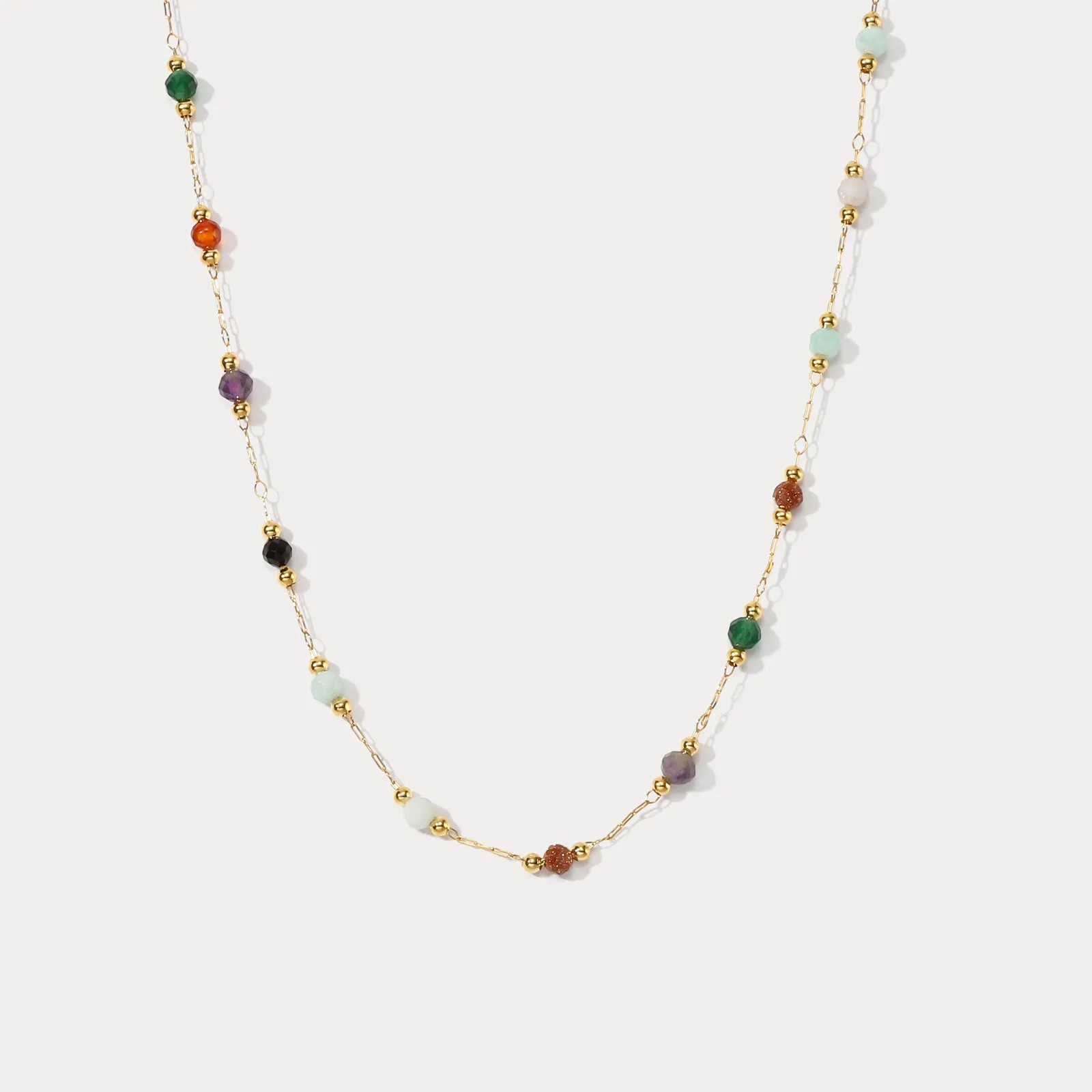 Dainty Rainbow Station Beaded Necklace sold by Selenichast