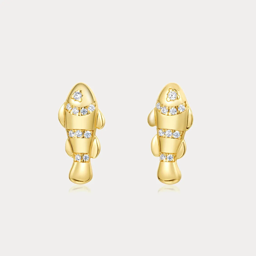 Gold Fish Stud Earrings sold by Selenichast product image thumbnail 2