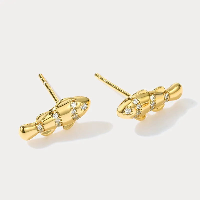 Gold Fish Stud Earrings sold by Selenichast product image thumbnail 3