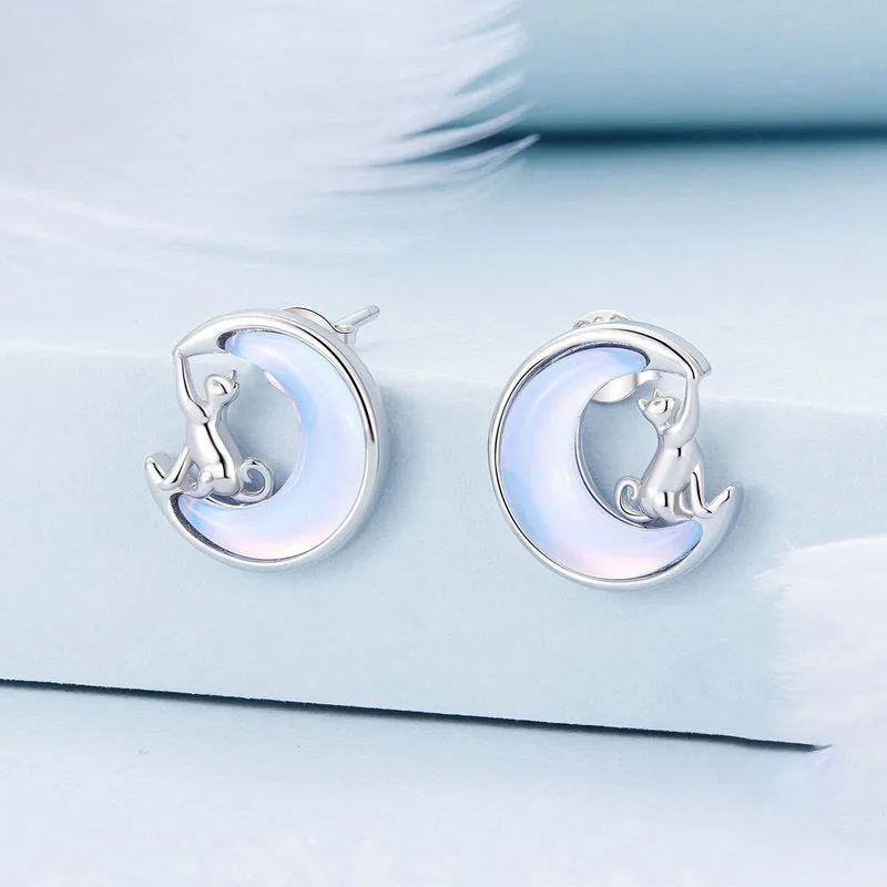 Moon Cat Stud Earrings sold by Selenichast product image thumbnail 3