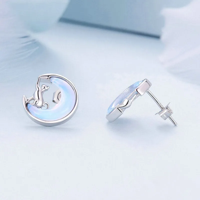 Moon Cat Stud Earrings sold by Selenichast product image thumbnail 4