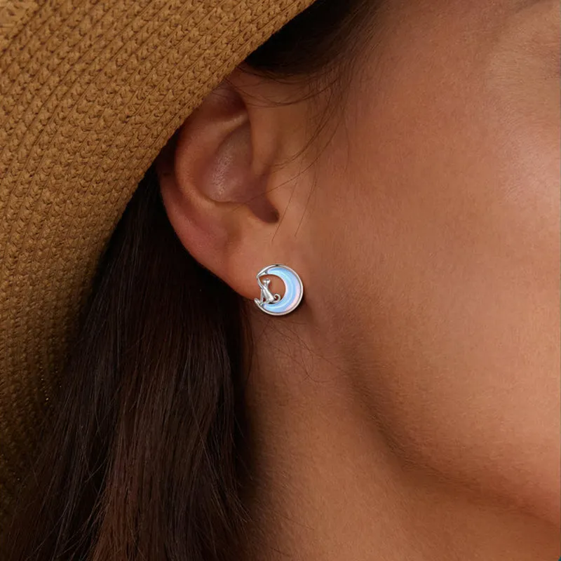 Moon Cat Stud Earrings sold by Selenichast product image thumbnail 2