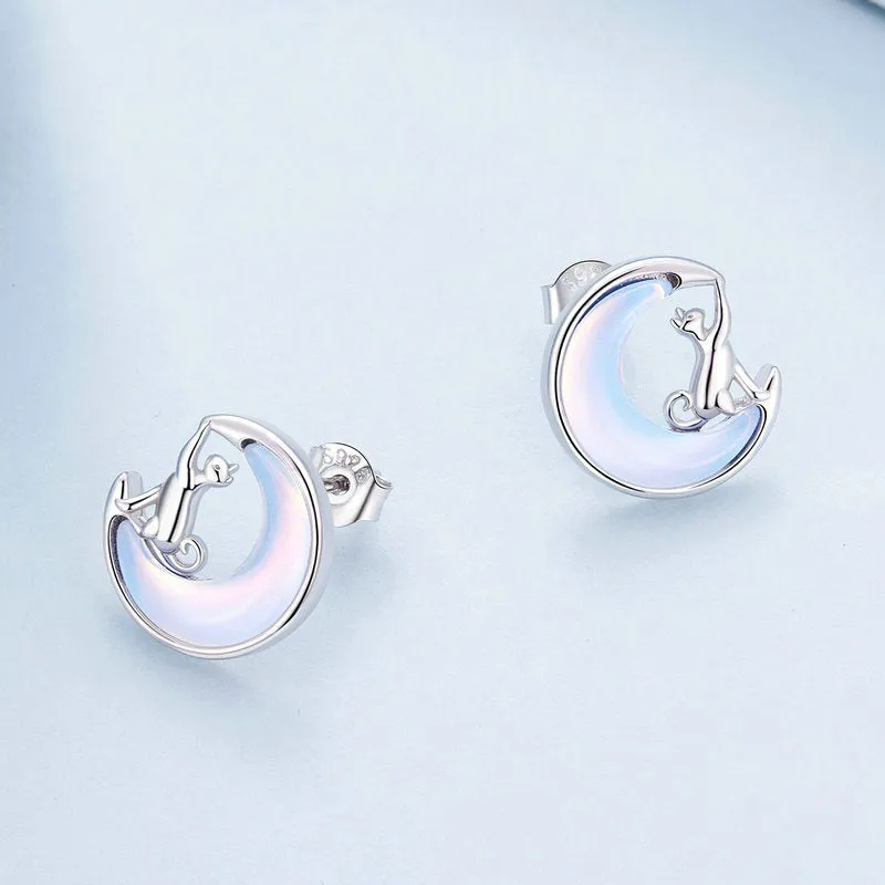 Moon Cat Stud Earrings sold by Selenichast product image thumbnail 5