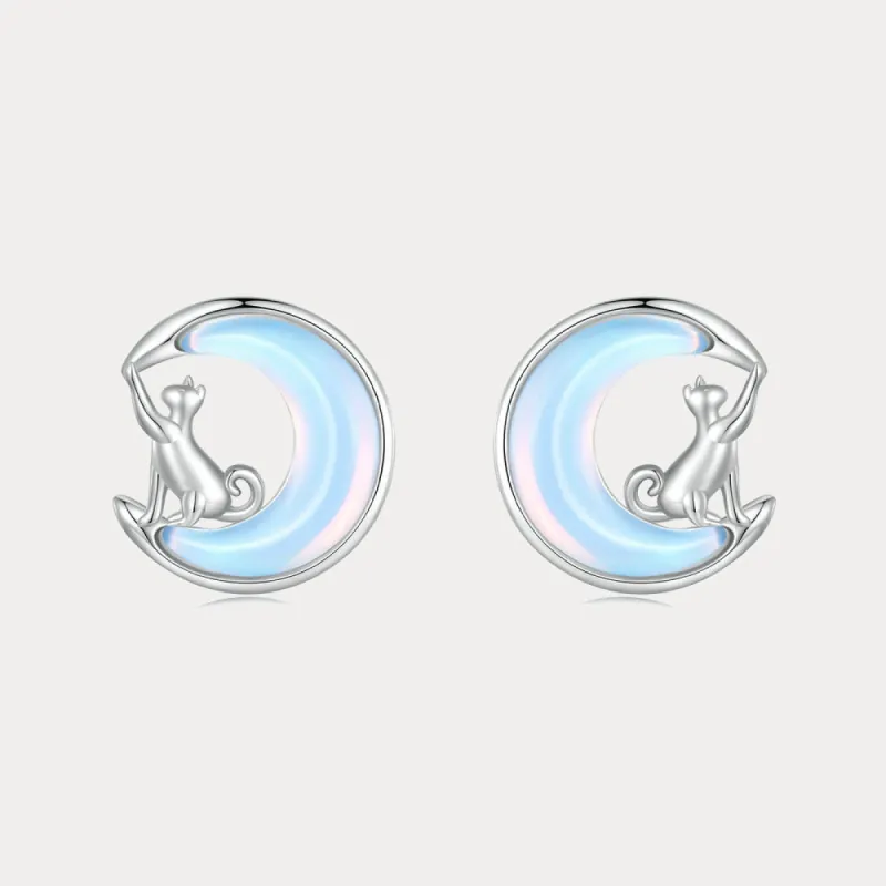 Moon Cat Stud Earrings sold by Selenichast