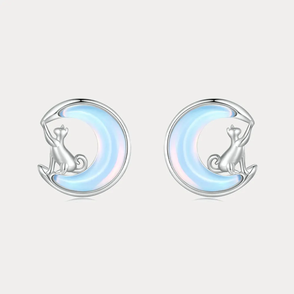 Moon Cat Stud Earrings sold by Selenichast
