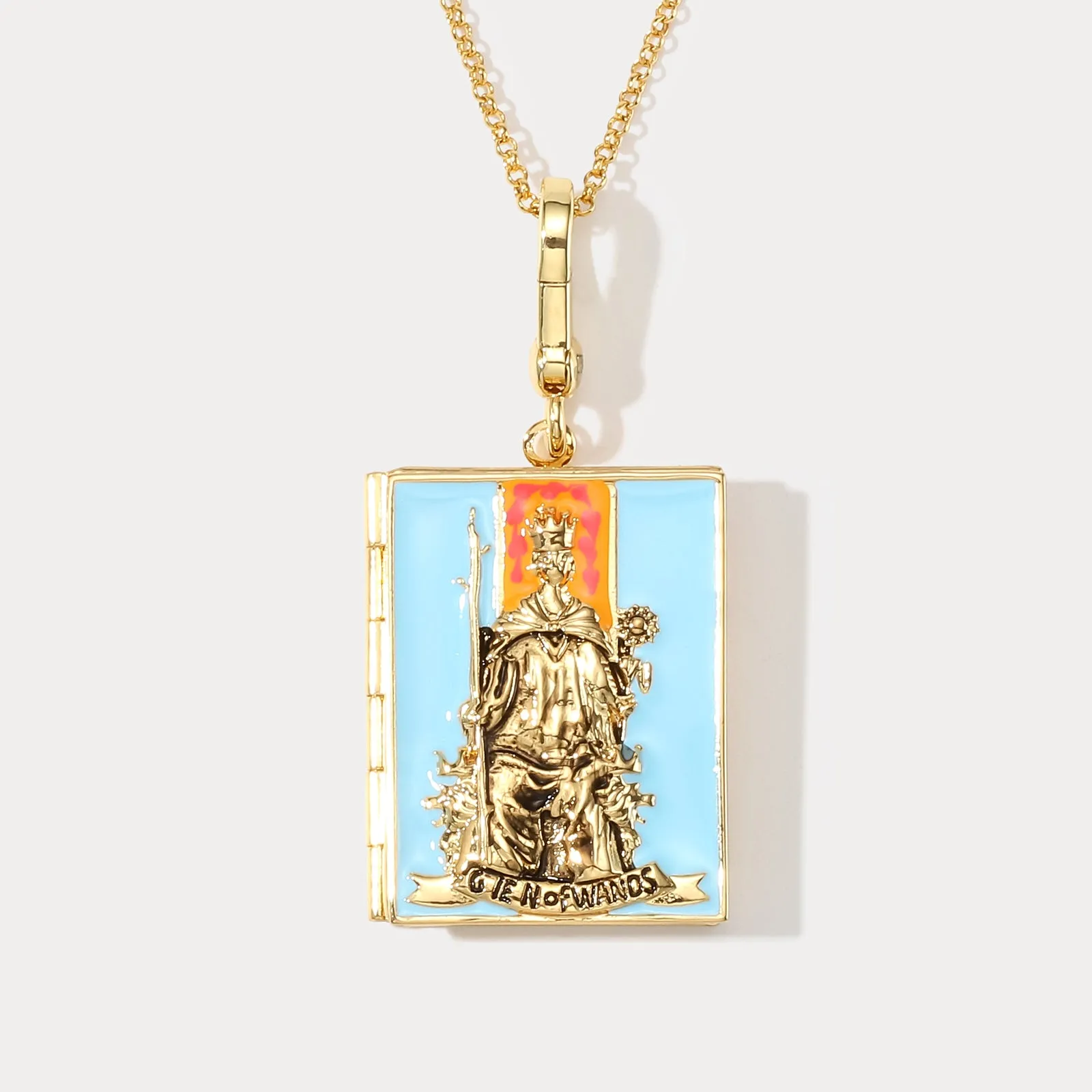 Tarot Locket Necklace - Queen of Wands sold by Selenichast product image thumbnail 2