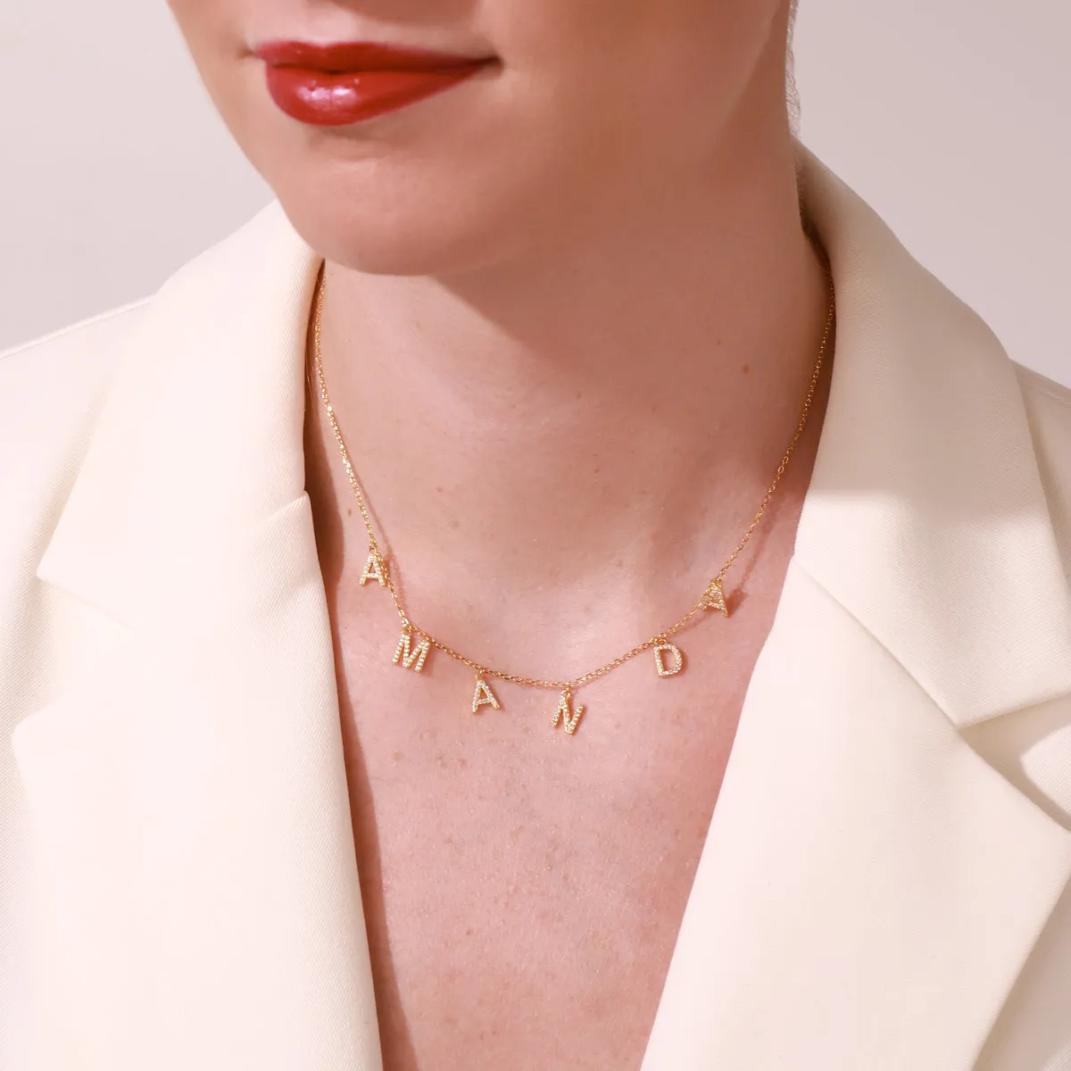 Diamond Custom Letter Necklace sold by Selenichast product image thumbnail 4