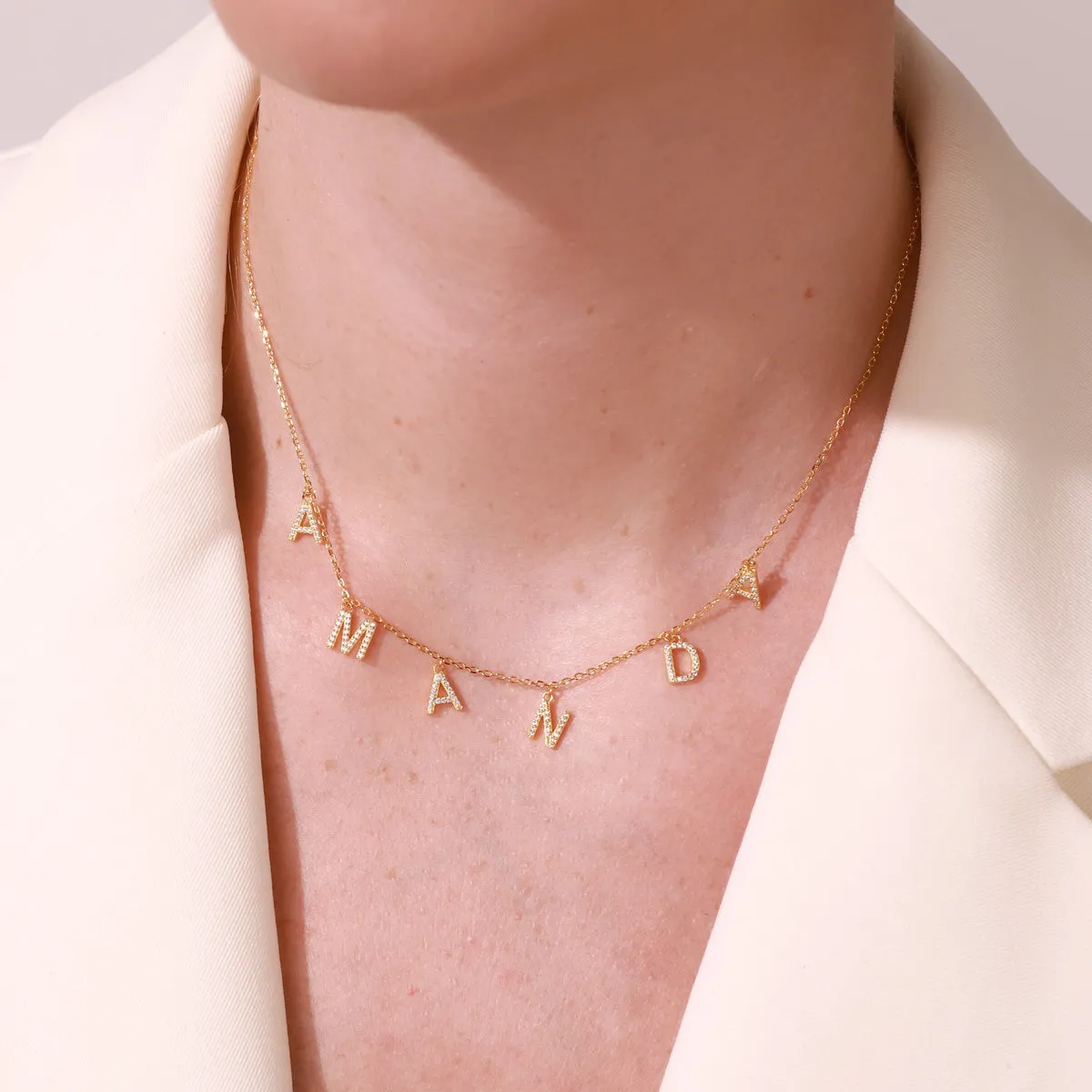 Diamond Custom Letter Necklace sold by Selenichast product image thumbnail 3