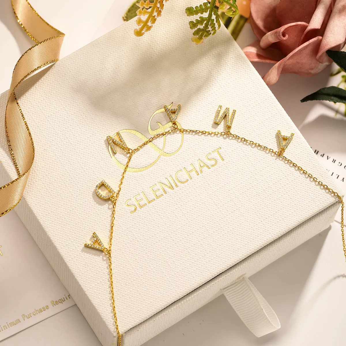 Diamond Custom Letter Necklace sold by Selenichast product image thumbnail 5