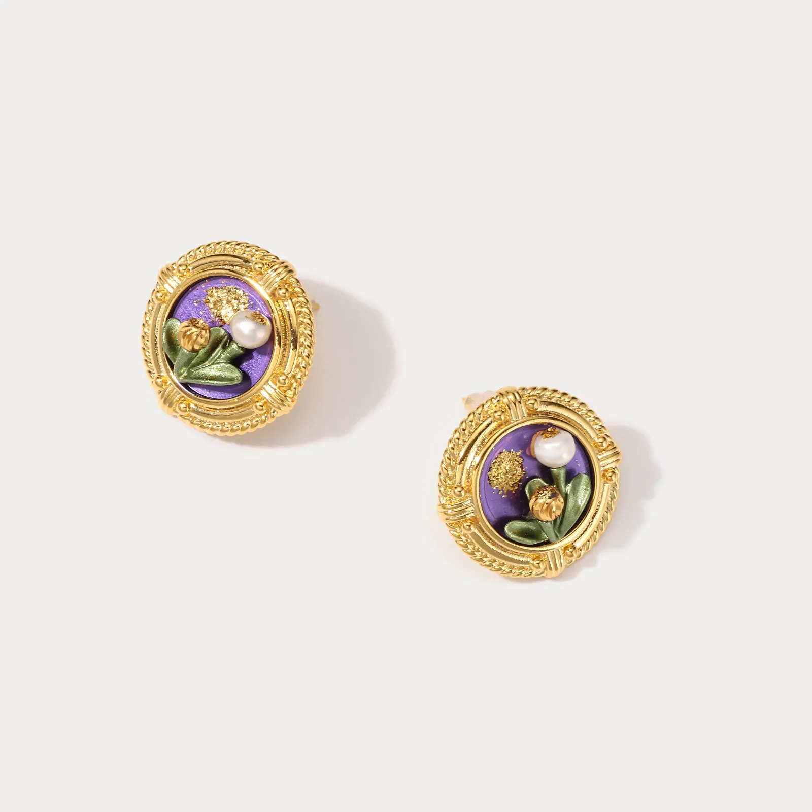 Tulip Pearl Oil Painting Earrings sold by Selenichast product image thumbnail 5