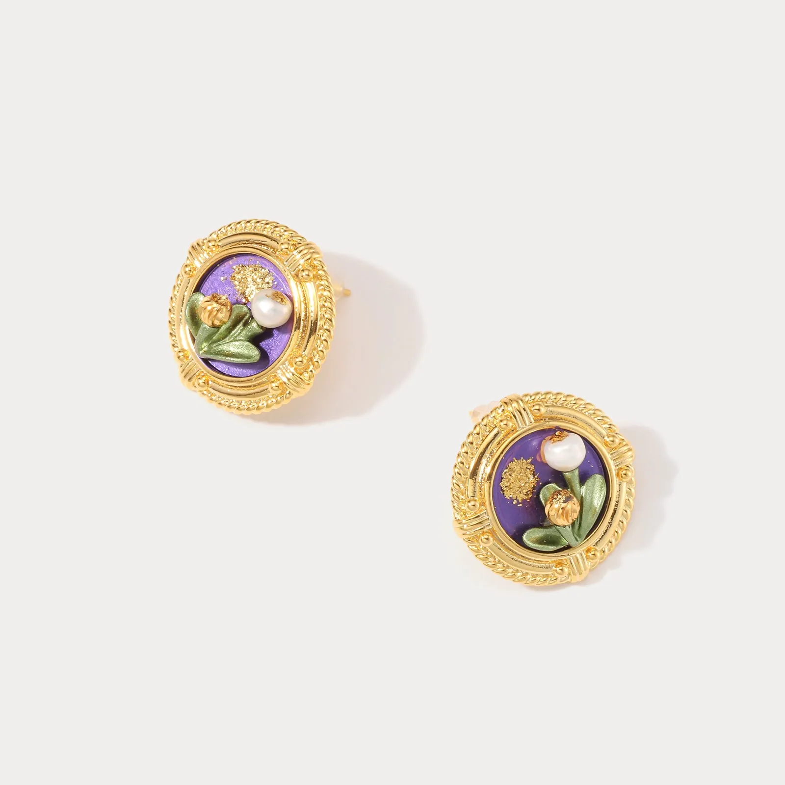 Tulip Pearl Oil Painting Earrings sold by Selenichast product image thumbnail 4