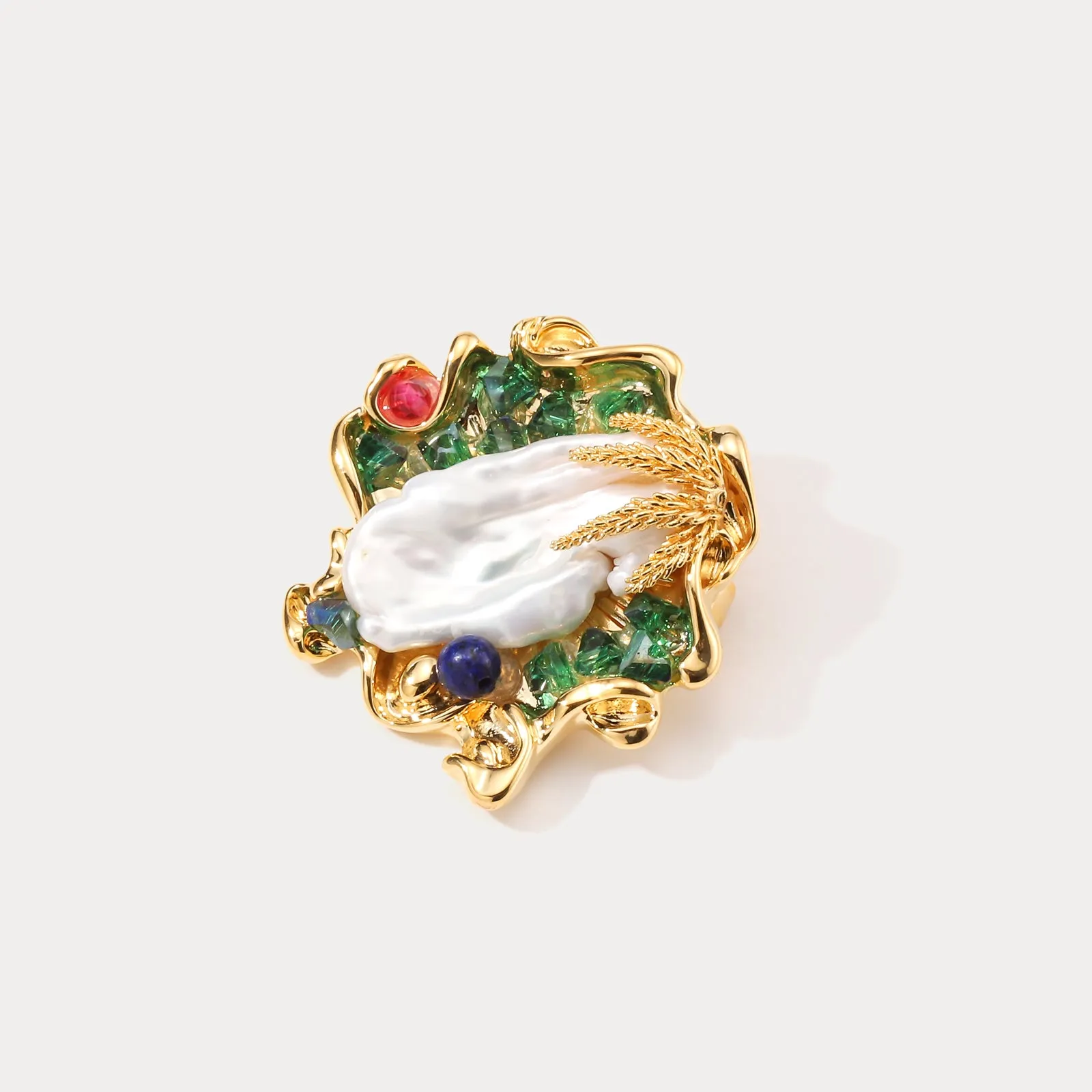 Vintage Baroque Pearl Oil Painting Brooch sold by Selenichast product image thumbnail 5