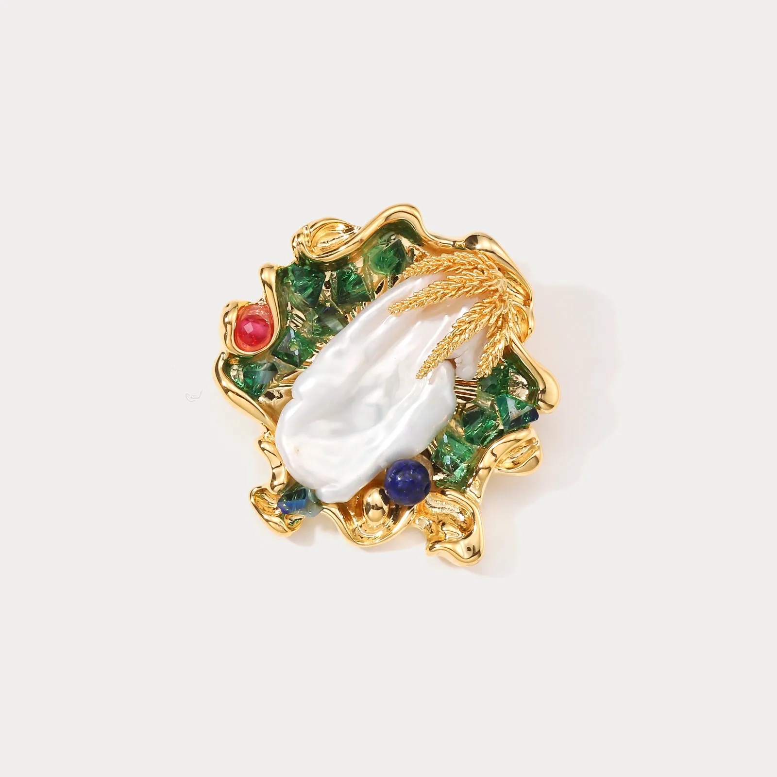 Vintage Baroque Pearl Oil Painting Brooch sold by Selenichast