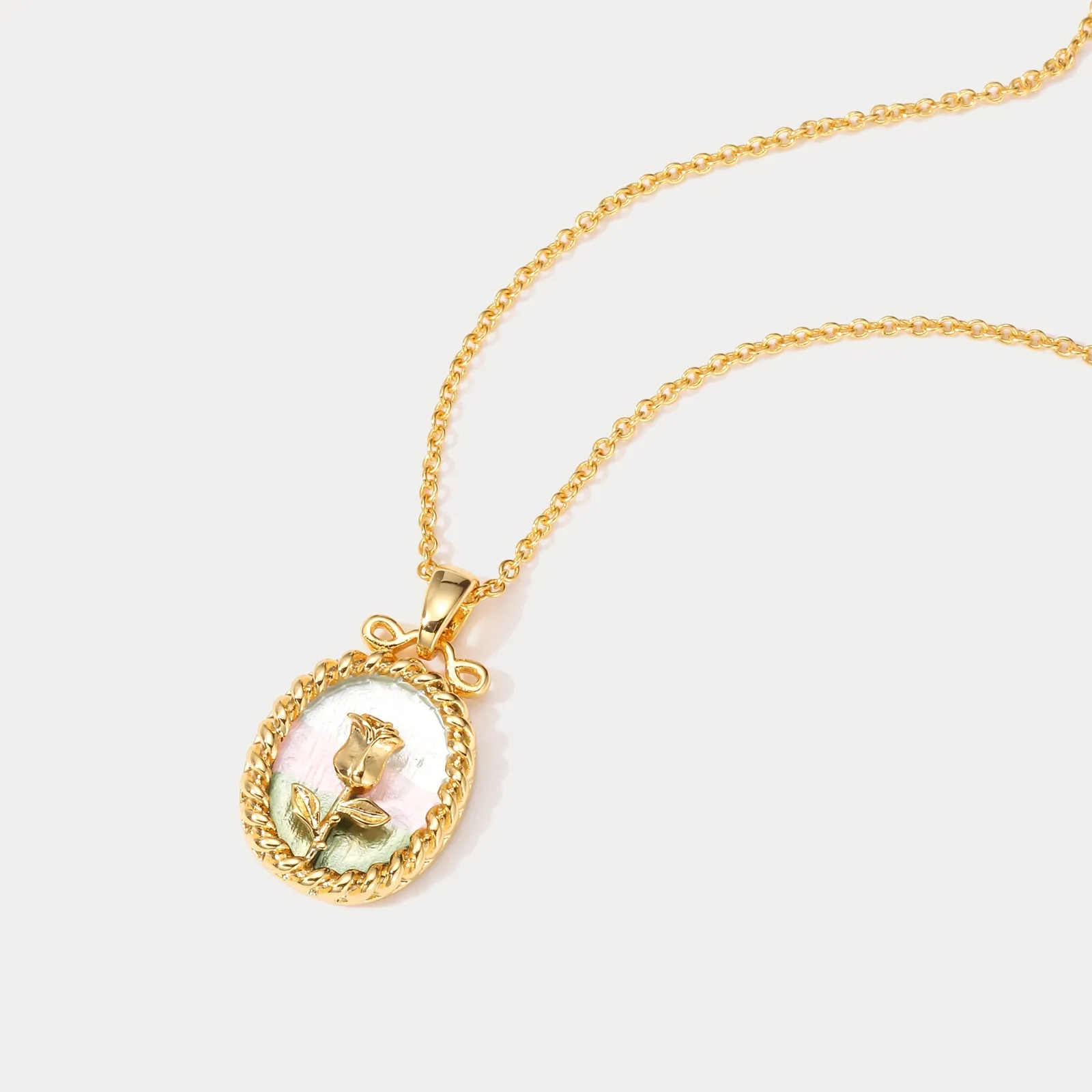 Wild Rose Oil Painting Necklace sold by Selenichast product image thumbnail 5