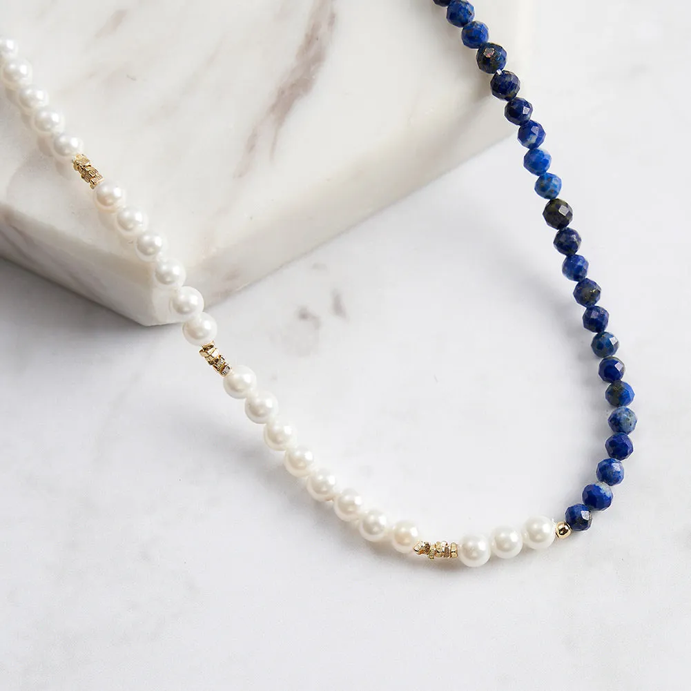 Lapis Lazuli Pearl Seed Bead Necklace sold by Selenichast product image thumbnail 3