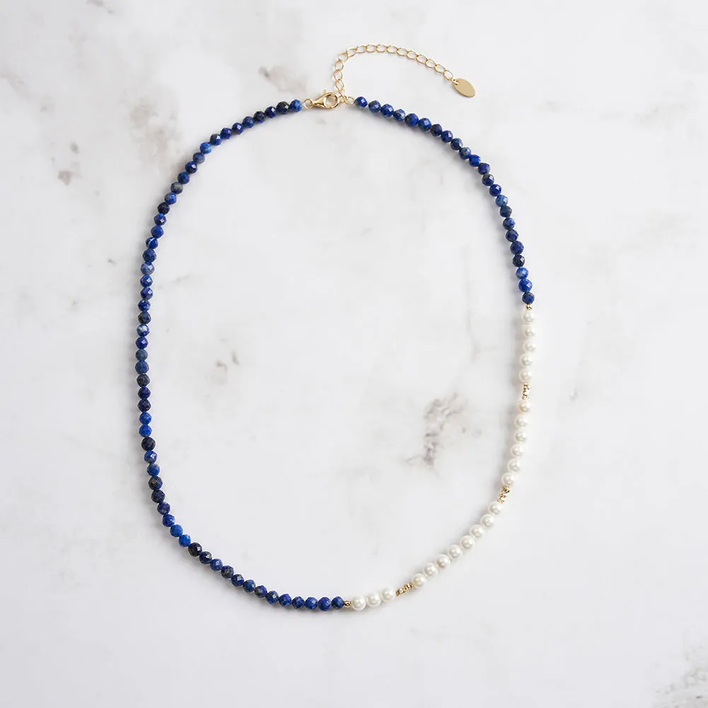 Lapis Lazuli Pearl Seed Bead Necklace sold by Selenichast product image thumbnail 4