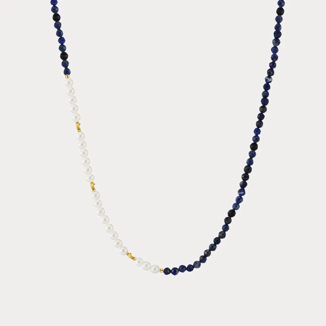 Lapis Lazuli Pearl Seed Bead Necklace sold by Selenichast