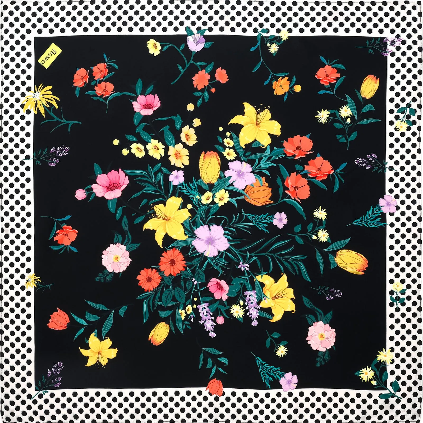 Blooming Polka Dot Silk Square Scarf sold by Selenichast