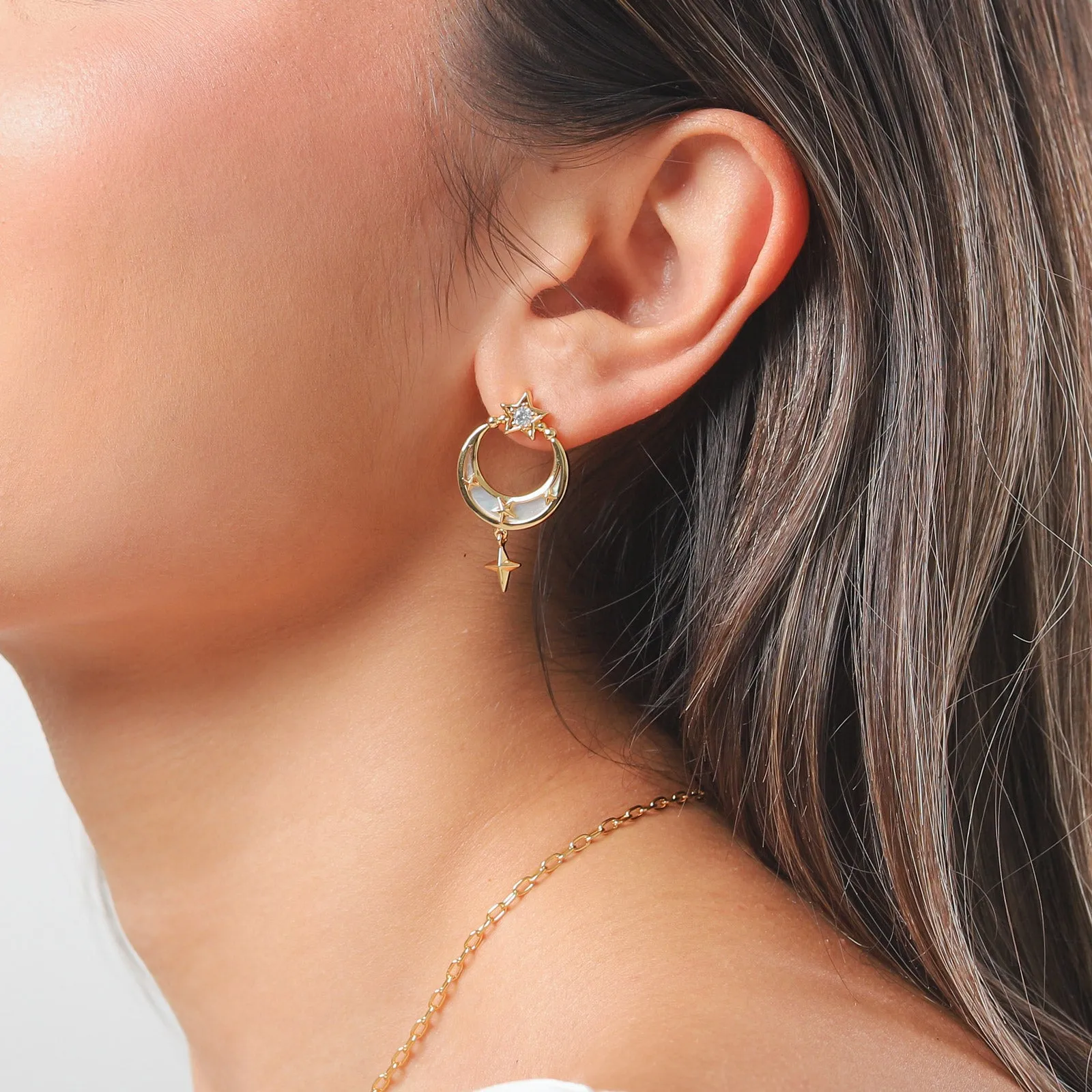 Crescent North Star Earrings sold by Selenichast product image thumbnail 2