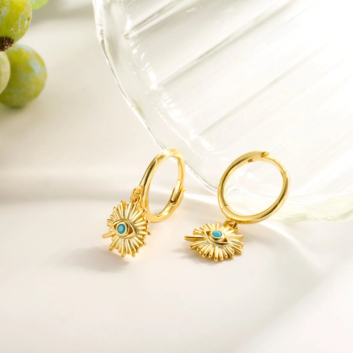 Blue Eyes Sun-Shape Drop Hoops Earrings sold by Selenichast product image thumbnail 4