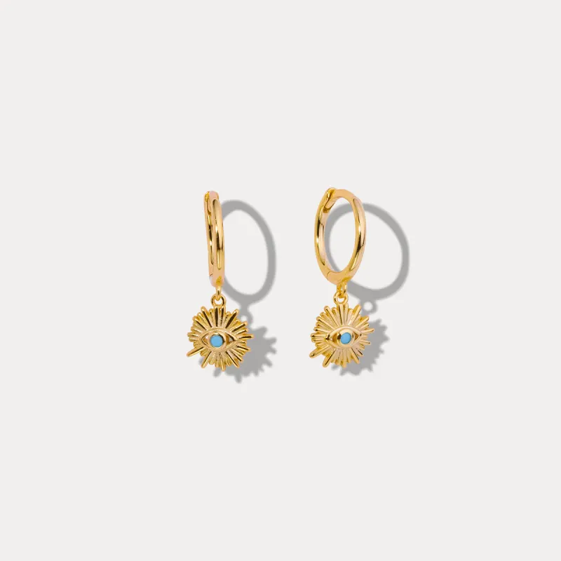 Blue Eyes Sun-Shape Drop Hoops Earrings sold by Selenichast
