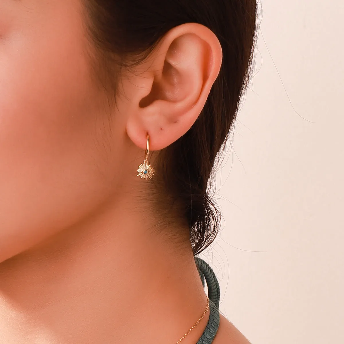 Blue Eyes Sun-Shape Drop Hoops Earrings sold by Selenichast product image thumbnail 3