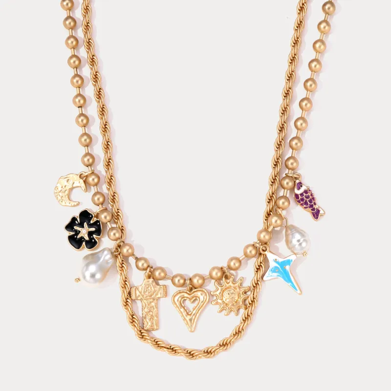 Vintage Layered Moonstar Necklace sold by Selenichast