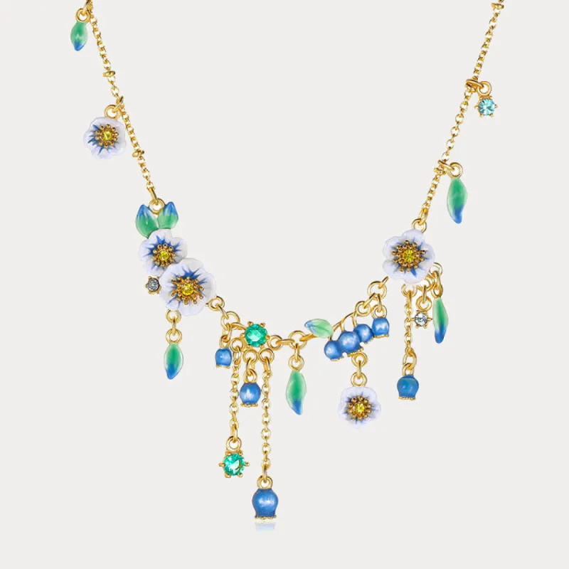 Blueberry Flower Charm Necklace sold by Selenichast