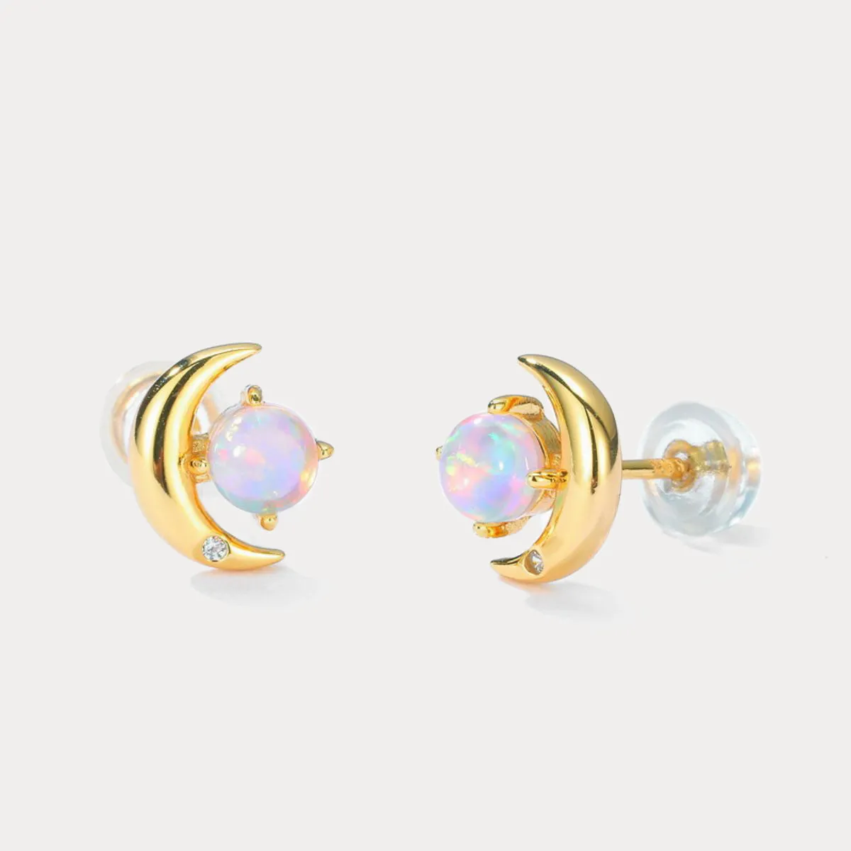 Moon Star Opal Stud Earrings sold by Selenichast product image thumbnail 4