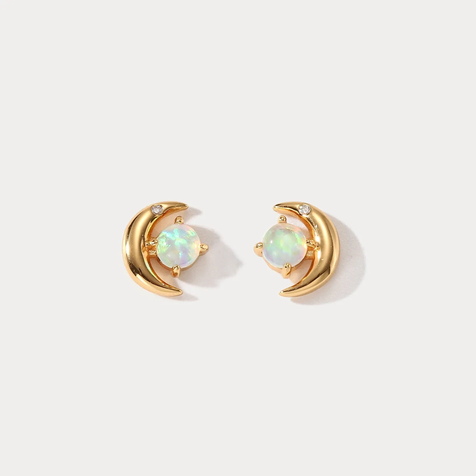 Moon Star Opal Stud Earrings sold by Selenichast