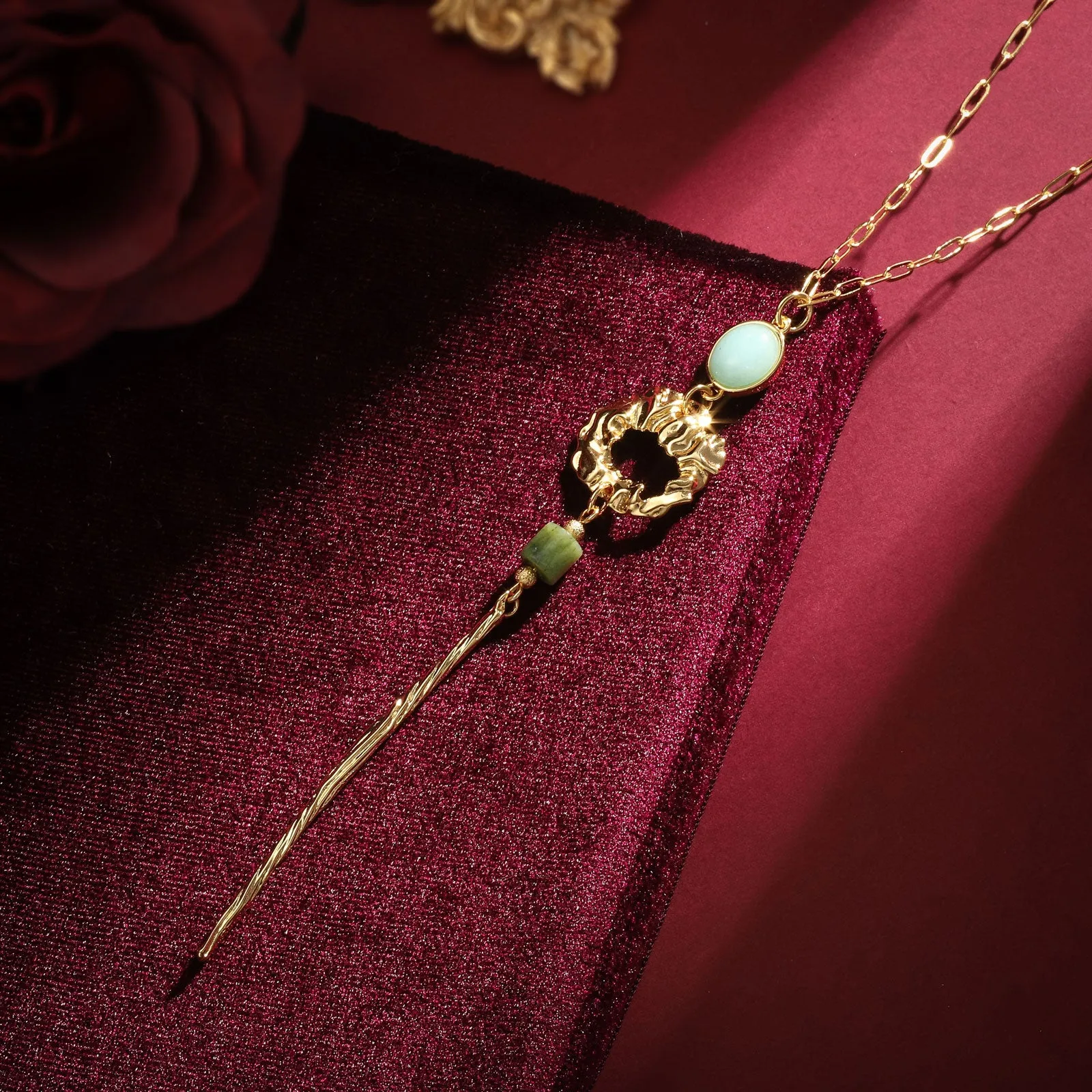 Long Jade Necklace sold by Selenichast product image thumbnail 5