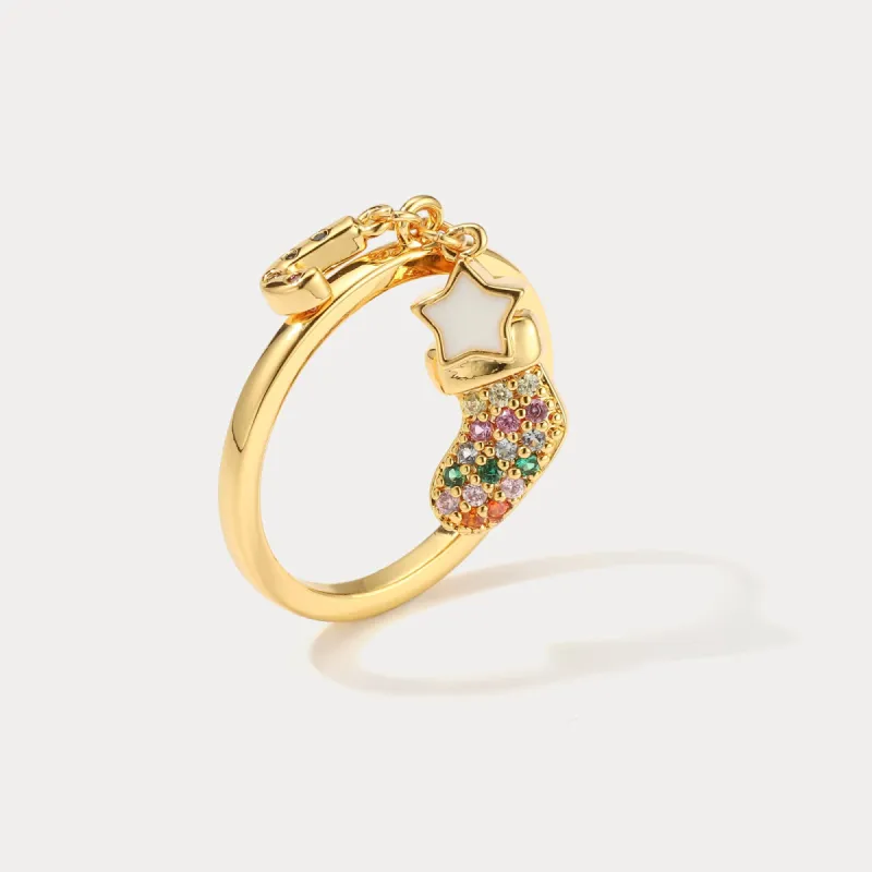 Christmas Sock & Candy Cane Ring sold by Selenichast