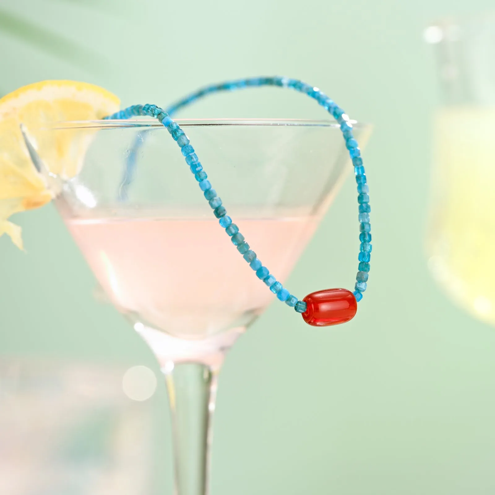 Blue Apatite Seed Beaded Necklace sold by Selenichast product image thumbnail 2