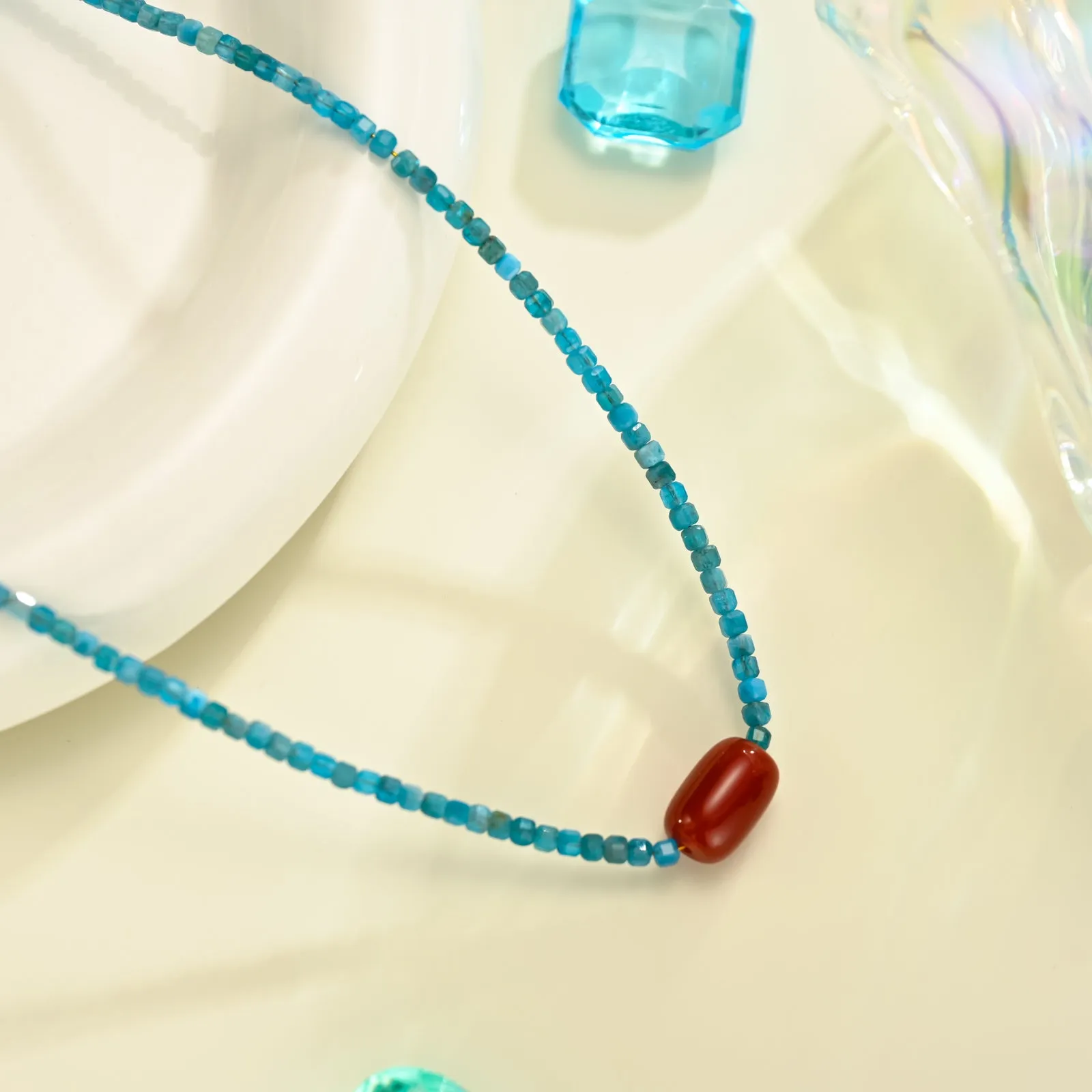 Blue Apatite Seed Beaded Necklace sold by Selenichast product image thumbnail 3