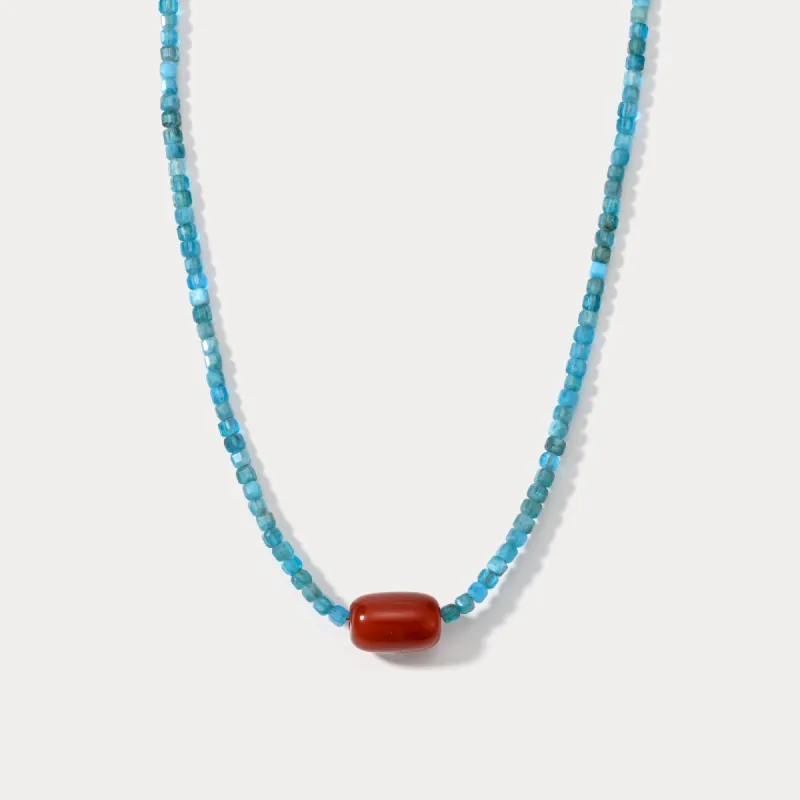 Blue Apatite Seed Beaded Necklace sold by Selenichast