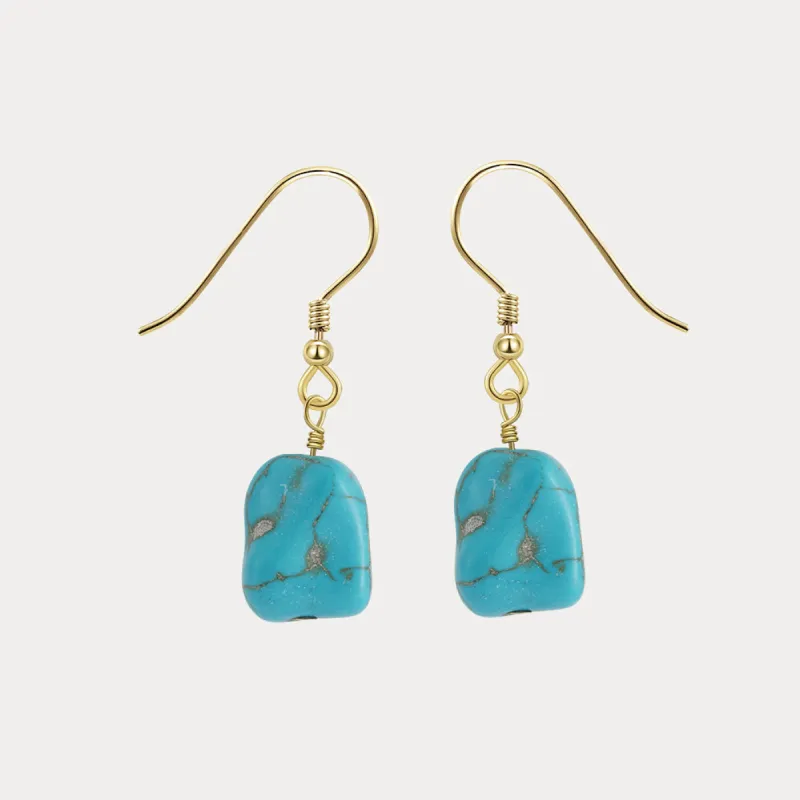 Turquoise Gemstone Drop Earrings sold by Selenichast
