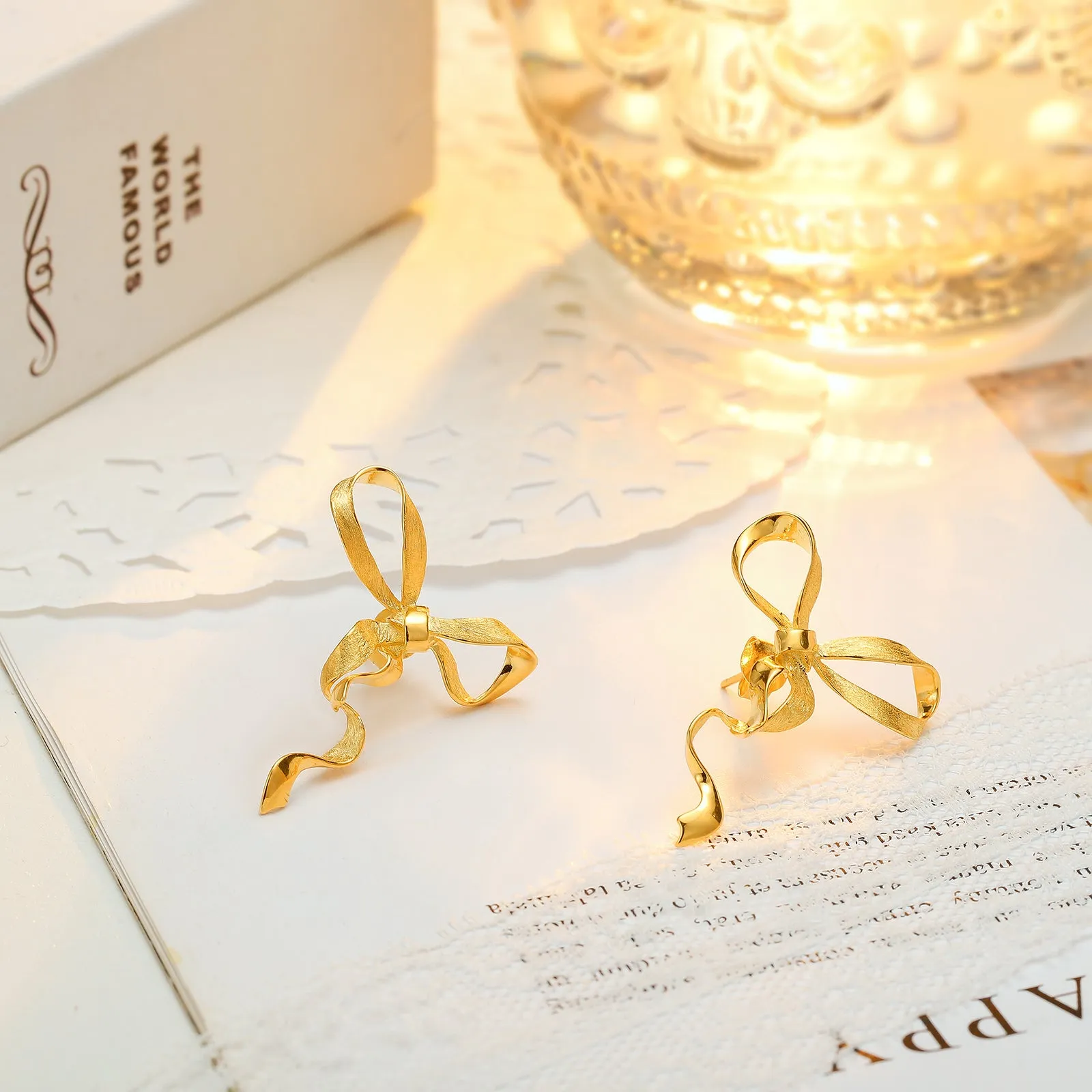 Gold Bow Earrings sold by Selenichast product image thumbnail 5