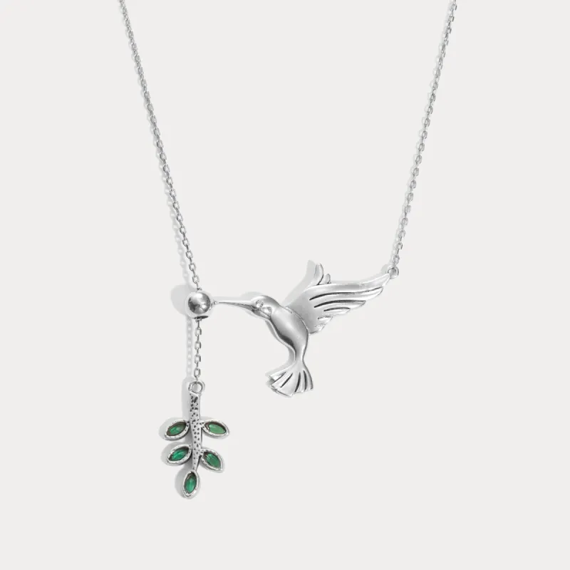 Hummingbird & Olive Branch Necklace sold by Selenichast