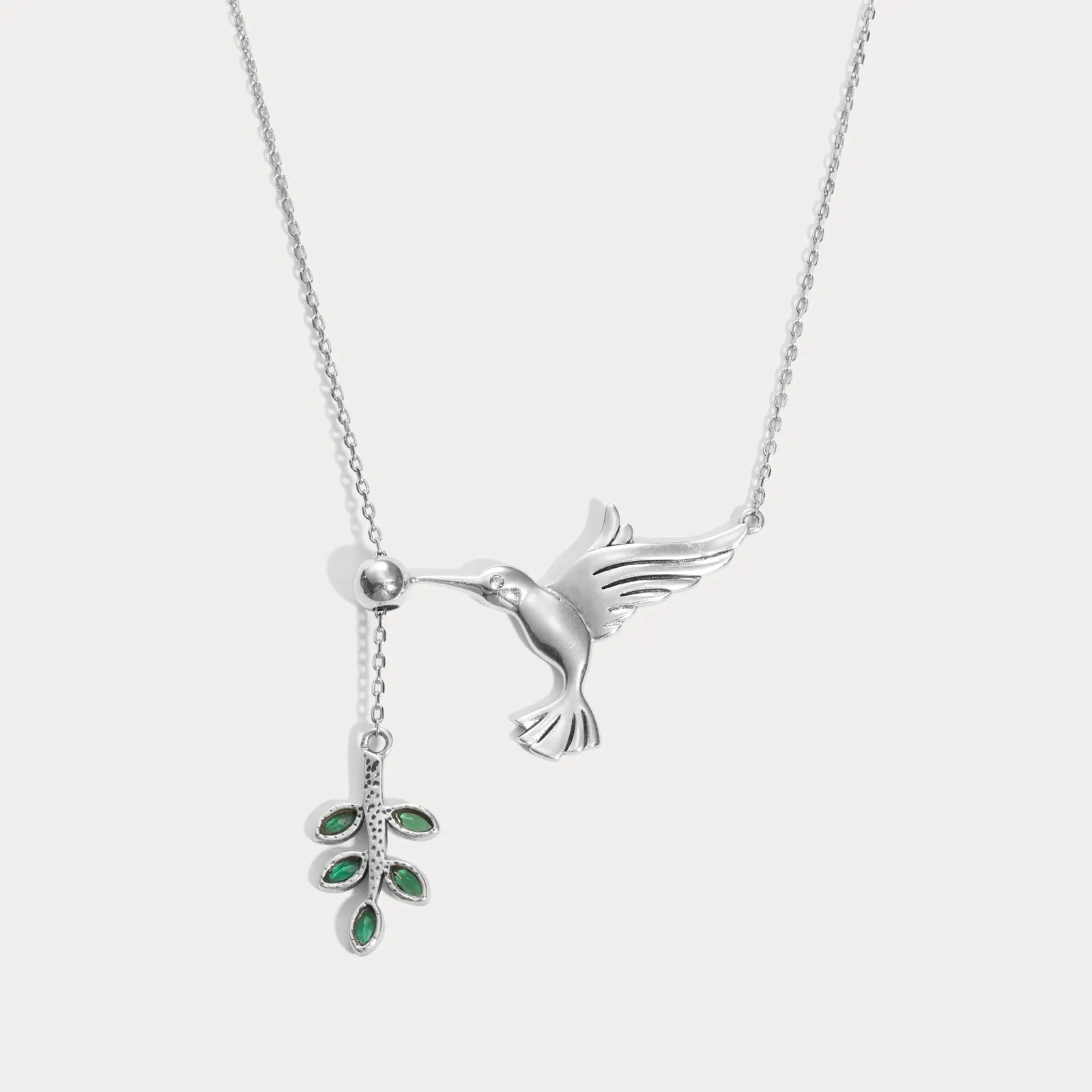 Hummingbird & Olive Branch Necklace sold by Selenichast