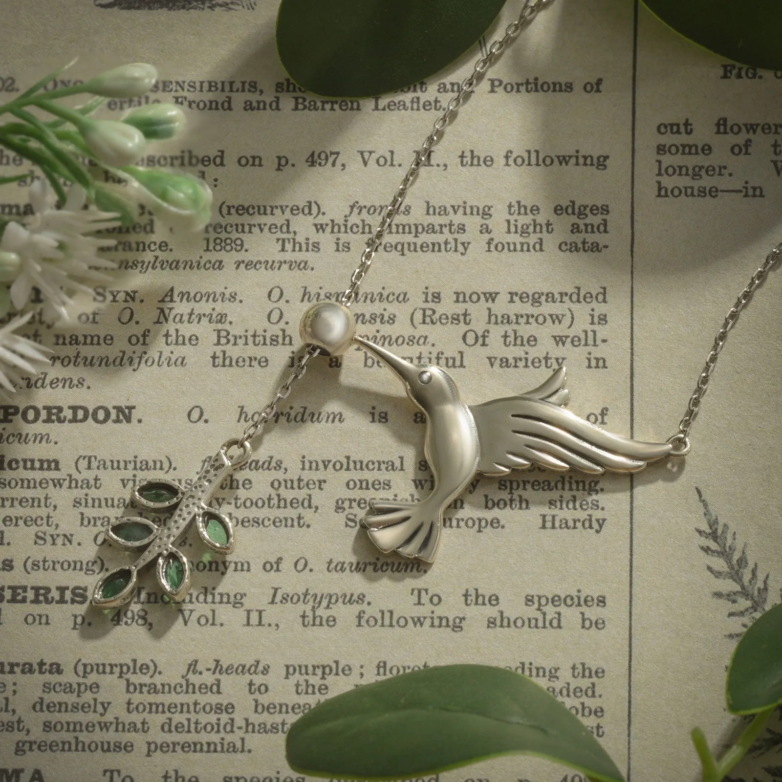 Hummingbird & Olive Branch Necklace sold by Selenichast product image thumbnail 2