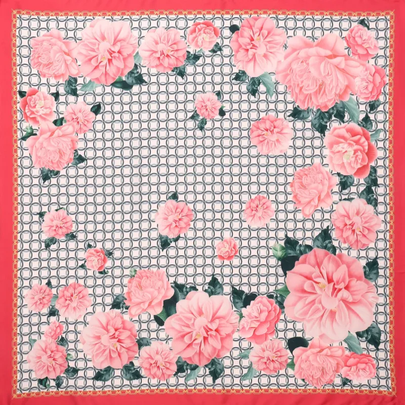 Pink Blooming Silk Square Scarf sold by Selenichast