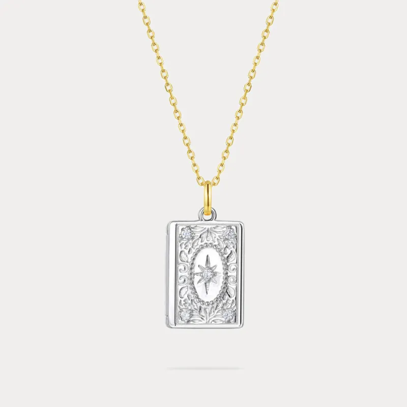 Gold and Silver Book Locket Necklace sold by Selenichast