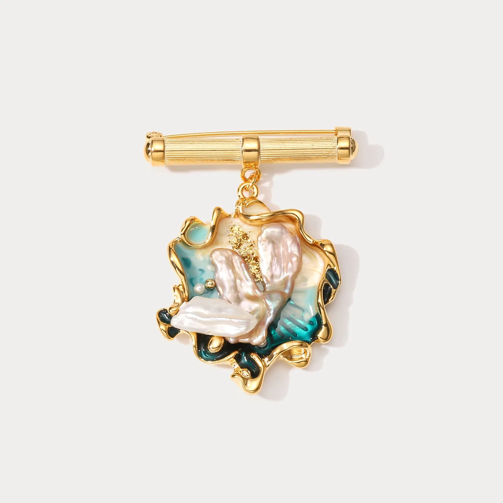 Cultured Freshwater Pearl Oil Painting Brooch sold by Selenichast