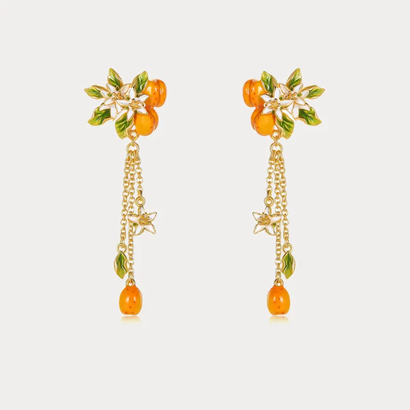 Golden Plum Flower Drop Earrings sold by Selenichast