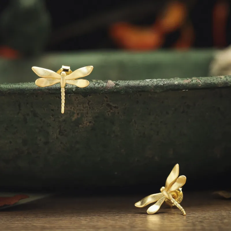 Golden Dragonfly Earrings sold by Selenichast